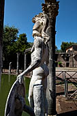 Villa Adriana - The Canopo, statue of the semicircular Euripus representing a young warrior wearing a tall helmet, the so-called 